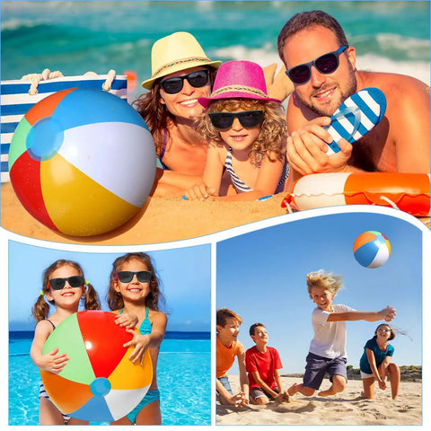 48 Piece Beach Ball And Neon Sunglasses Party Favors Set With 24 Inflatable 12 Inch Beach Balls 24 Neon Sunglasses And Handy Pump