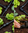 Complete 45 Piece Quick Connect Drip Irrigation Fittings Kit for 1/4 inch tubing shown in garden setup