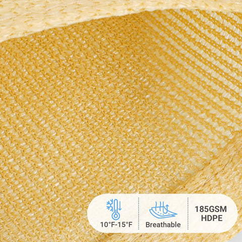 Close-up of HDPE fabric for Heavy Duty UV Protection Shade Sail 10x13 Feet Beach Canopy For Yard Deck Lawn Garden Breathable Wind Resistant.