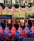 Outdoor Patriotic LED Flag Lights Kit, 9-Pack Solar American Flag Lights for Garden Pathway, Day and Night Modes