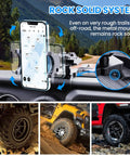 Rugged Aluminum Phone Mount For Jeep Wrangler JL JLU 2018 Through 2023 And Gladiator JT 2020 Through 2023 in use on dashboard