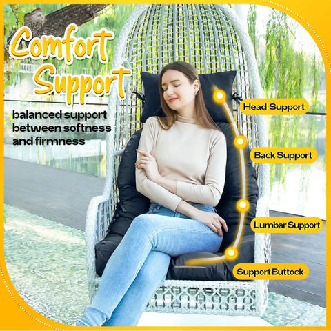 Egg Chair Cushion With Memory Foam For Hanging Indoors Or Outdoors, Super Comfy Headrest, Water Repellent Fabric, Durable Support For Hammock Basket Swings, Replacement Cushion In Blue, Cozy And Lasting.