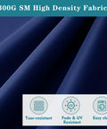 Close-up of navy fabric for Patio Must Have Chaise Lounge Cushion For Outdoor Furniture Weatherproof Waterproof Fade And Tear Resistant Deck Chair Cushions 72 Inch By 21 Inch By 3 Inch Navy For Poolside Patio Lawn Resort Hotels