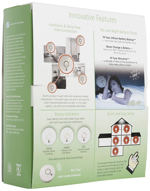 Innovative features of Wireless Smoke Detector With 10 Year Battery Voice Alerts Photoelectric Sensor Wire Free Smoke Alarm