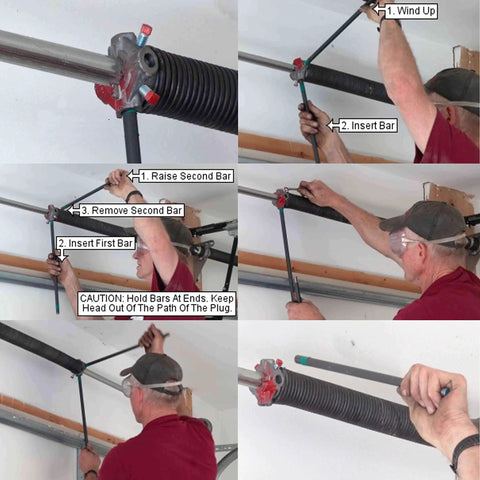 Two Pack 18 Inch Torsion Spring Winding Rods with Rubber Handles 0.5 Inch Diameter Steel Winding Bars for garage door tension adjustment
