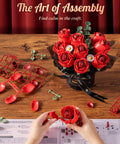 3D Puzzles DIY Flower Kit Burgundy Rose Bouquet With White Daisies And Eucalyptus Snap Together For Realistic Forever Fresh Home Decor Dope Gift Box Set, assembled roses
