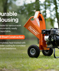 Compact 7HP Mini Wood Chipper Shredder Mulcher For Quick Yard Cleanup Handles Branches Up To 3 Inches Heavy Duty Orange