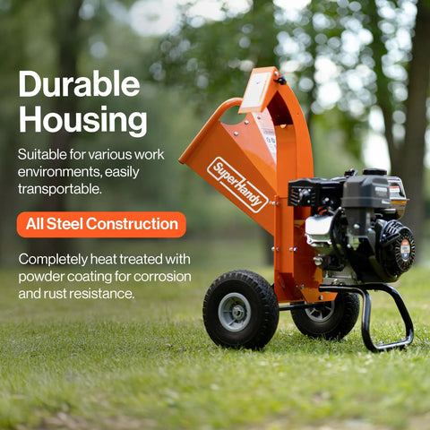 Compact 7HP Mini Wood Chipper Shredder Mulcher For Quick Yard Cleanup Handles Branches Up To 3 Inches Heavy Duty Orange