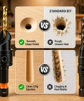 Pro Level Adjustable Titanium Hss Steel Countersink Drill Bit Set 11 Piece comparison showing clean finish vs rough holes.