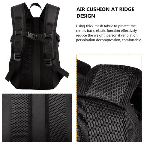 Back view of Compact 10L Tactical Daypack With MOLLE System, padded straps shown, weather resistant nylon, breathable mesh design.