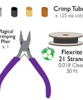Epic All In One Crimping Kit With Pliers, 500 2x2 mm Crimp Tubes In Silver Gold Copper, And 21 Strand Flex Rite Wire for Jewelry Making