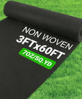 7oz Non Woven Geotextile Fabric With Stakes For French Drains 3x60ft heavy duty roll on grass