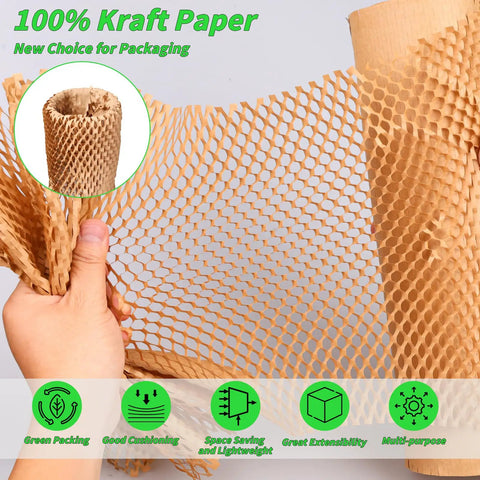 Eco Friendly Packing Paper Roll With Honeycomb Cushioning, 16 Inch By 400 Foot Bubble Safe Wrap in use for packing