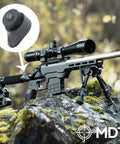 Fixed Stock Adapter For Hunting Firearm Interface Chassis, Adds 0.75 Inch Length Of Pull, black adapter on rifle