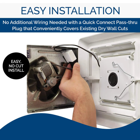 Installation of Bluetooth Speaker Grille Cover For Bathroom Exhaust Fans With LED Light, Quick Five Minute Install shown