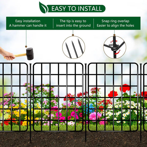 Durable 30ft By 17in No Dig Garden Fence Border With 28 Panels Rustproof Metal Wire Ground Stakes Decorative Flower Bed Edging