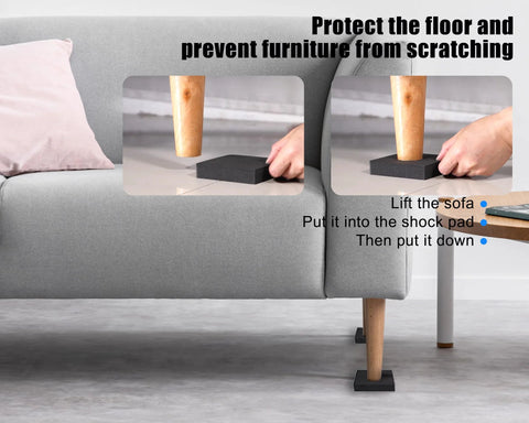 MyLifeUNIT EVA shock-absorbing washer pads for furniture legs, black anti-scratch mats (8-pack) under sofa.