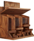 Wooden Squirrel Picnic Table Feeder With Multi Compart ment Seed Storage And Five Level Bar Stools Durable Outdoor Squirrel Feeder