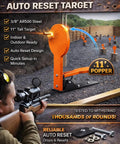 AR500 Steel Shooting Target 12 Inch Auto Reset Popper For Outdoor Range Training Orange Three Eighths Inch Thick Durable Steel