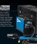 Spectrum 625 X-TREME Plasma Cutter Machine With XT40 Torch And 20 Foot Cable for portable cutting shown with X-CASE