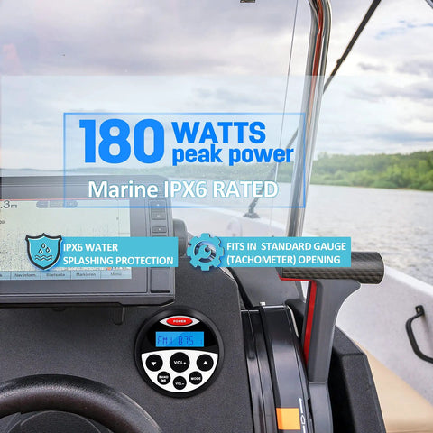 Deck Certified Marine Stereo Receiver With Bluetooth And Ip66 Waterproof Build Crank Up Your Jam With 180 Watt Max Amp Am Fm Tuner Usb Playback For Boats Atv Utl with IPX6 rating
