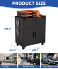 Three Foot Rolling Tool Cart With Lockable Swivel Casters Heavy Duty Three Drawer Storage Cabinet And Pegboard Organizer in garage setup.