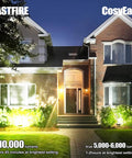 Super Bright Rechargeable Solar Work Light Packed With Huge Battery illuminating a house exterior in night setting