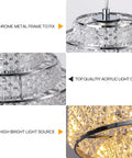 Chrome frame and acrylic cover details of Modern Pendant Light With Adjustable Height Acrylic Multilayer Lantern Chandelier Hanging Fixture For Kitchen Island Living Room And Bedroom 3 Pack Great For Dining Areas Ambience And Home Decor
