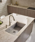 Modern kitchen with Spot Resist Stainless Modern Deck Mounted Kitchen Soap Dispenser With Above The Sink Refillable Bottle