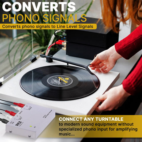 Turntable with Ultra Compact Phono Preamp For Turntables And Audio Gear With RCA Input And Output A Tiny Yet Mighty Preamp PP444