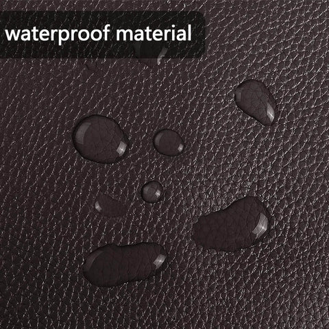Close-up of waterproof black leather surface with water droplets for Large Leather Repair Patch Self Adhesive Tape For Furniture And Home Decor.
