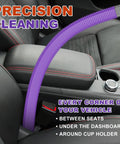 Must-Have Dryer Vent Cleaning Kit flexible hose demonstrated in car interior for lint removal in tight spaces like seat gaps
