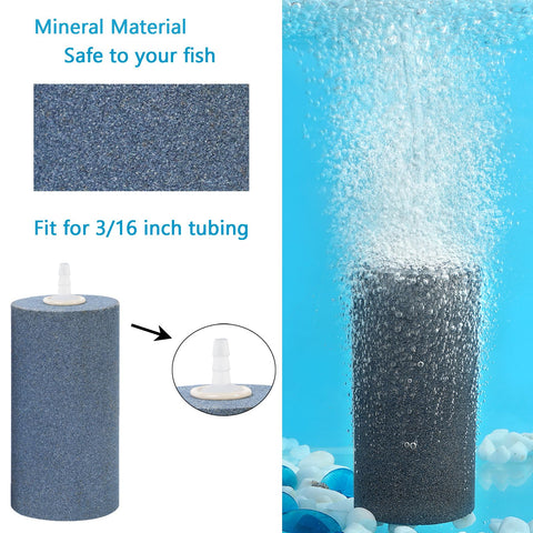 4x2 Inch Cylinder Air Stone Diffuser For Aquarium And Hydroponics Pro-Grade High-Output Aerator Kit showing bubble output