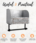 Galvanized Toilet Paper Holder With Shelf For Farmhouse Bathroom Decor Durable Wall Mount Double Roll Tissue Holder With Rustic Vintage Country Style