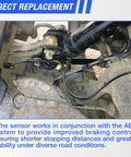 Front Abs Wheel Speed Sensor Pair Fits 2009 To 2020 Dodge Journey Chrysler 200 Avenger, installed view in vehicle suspension.