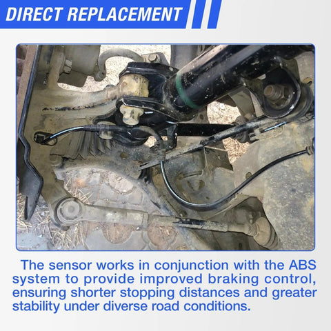 Front Abs Wheel Speed Sensor Pair Fits 2009 To 2020 Dodge Journey Chrysler 200 Avenger, installed view in vehicle suspension.