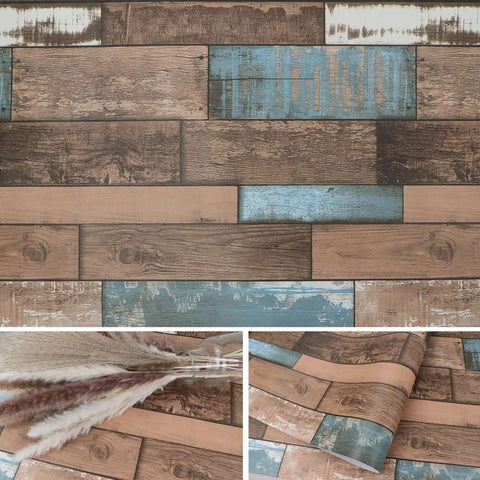 Faux Wood Peel And Stick Wallpaper For DIY Projects, Wood Grain Vinyl Self Adhesive Contact Paper, Waterproof Shiplap Texture