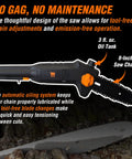 6 Amp 8 Inch Electric Telescoping Pole Saw Corded For Up To 12 Foot Overhead Reach, Lightweight 6.7 Pound Build, with tool-free chain adjustments, black and orange design