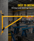 Massive 660 Lbs Wall Mount Jib Crane Hoist Bracket built tough with carbon steel, showing 180-degree swivel lifting arm.