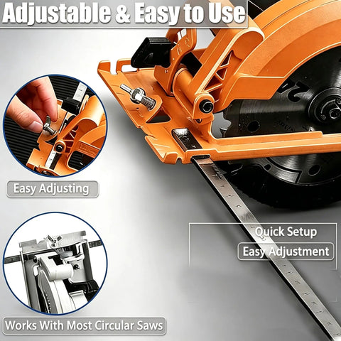 12 Inch Circular Saw Guide With Smooth Roller Rail And Adjustable Rip Fence For Dead Straight Cuts Hassle Free Woodworking with easy adjustment features.