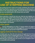 Instructions for using manual wire stripping tool for copper wire with pistol drill, including setup and operation tips.