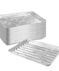 Stack of 40 Pack Disposable Aluminum Broiler Pans, 13.38 by 8.81 by 1.06 Inches, Thick Aluminum Foil, Oven Safe Nonstick Grilling Trays
