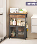 Go To Coffee Bar Cabinet With Drawers And Hooks, 20.47 Inch Wide Kitchen Storage Station used as bathroom organizer