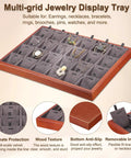 Top Tier Wooden Jewelry Organizer Tray With Plush Velvet Grids And Quick Swap Dividers For Earrings Necklaces And Pendants Keep Your Stash Sorted In This Slick Drawer Display Setup Gray with multi-grid design.