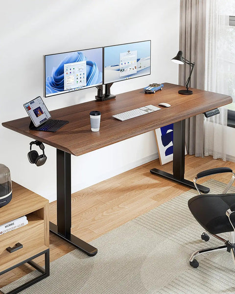 Electric Standing Desk Frame With Dual Motors 265 Lb Load Thick Automotive Grade Steel T Shaped Legs Fits Up To 90x31.5 Inch Desktops