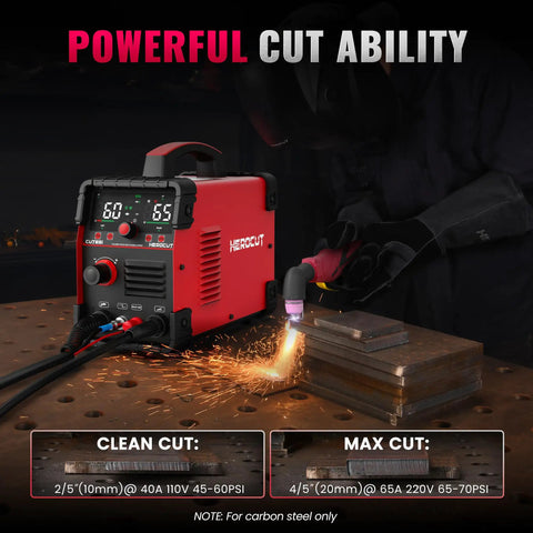 65 Amp Dual Voltage Plasma Cutter With Non Touch Pilot Arc And Screen Display IGBT Inverter cutting metal