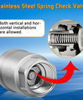 Boltigen 1-inch stainless steel spring check valve, inline horizontal water valve.