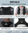 Lightweight Running Hydration Vest With Two 250ml TPU Soft Flasks, BPA Free Bottle System, back and front views on white shirt