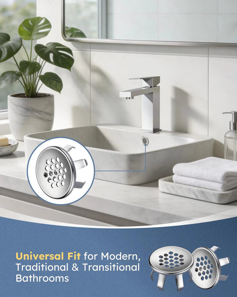 Heavy Duty Solid Brass Sink Overflow Cover Rings Finished In Brushed Nickel Super Rugged Bathroom Drain Shield Anti Wobble Rubber Gasket Real Deal Built Like A Tank