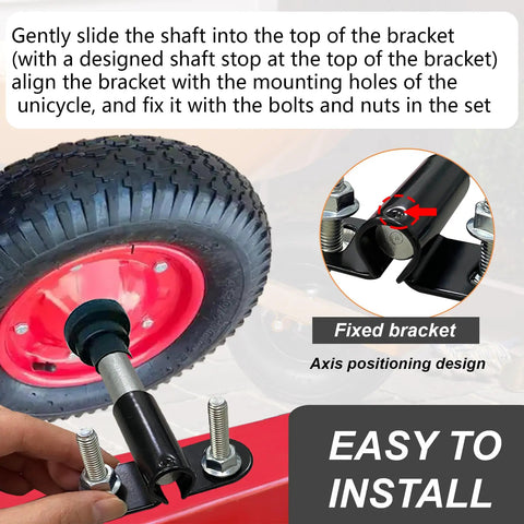 Heavy Duty Wheelbarrow Axle Bracket Kit With Five Eighth Inch Hole Includes Ten Inch Solid Axle Shaft Two Brackets POM Spacers Bolts And Nuts Ideal Spare Parts Set For Ten Inch Wheelbarrows installation guide